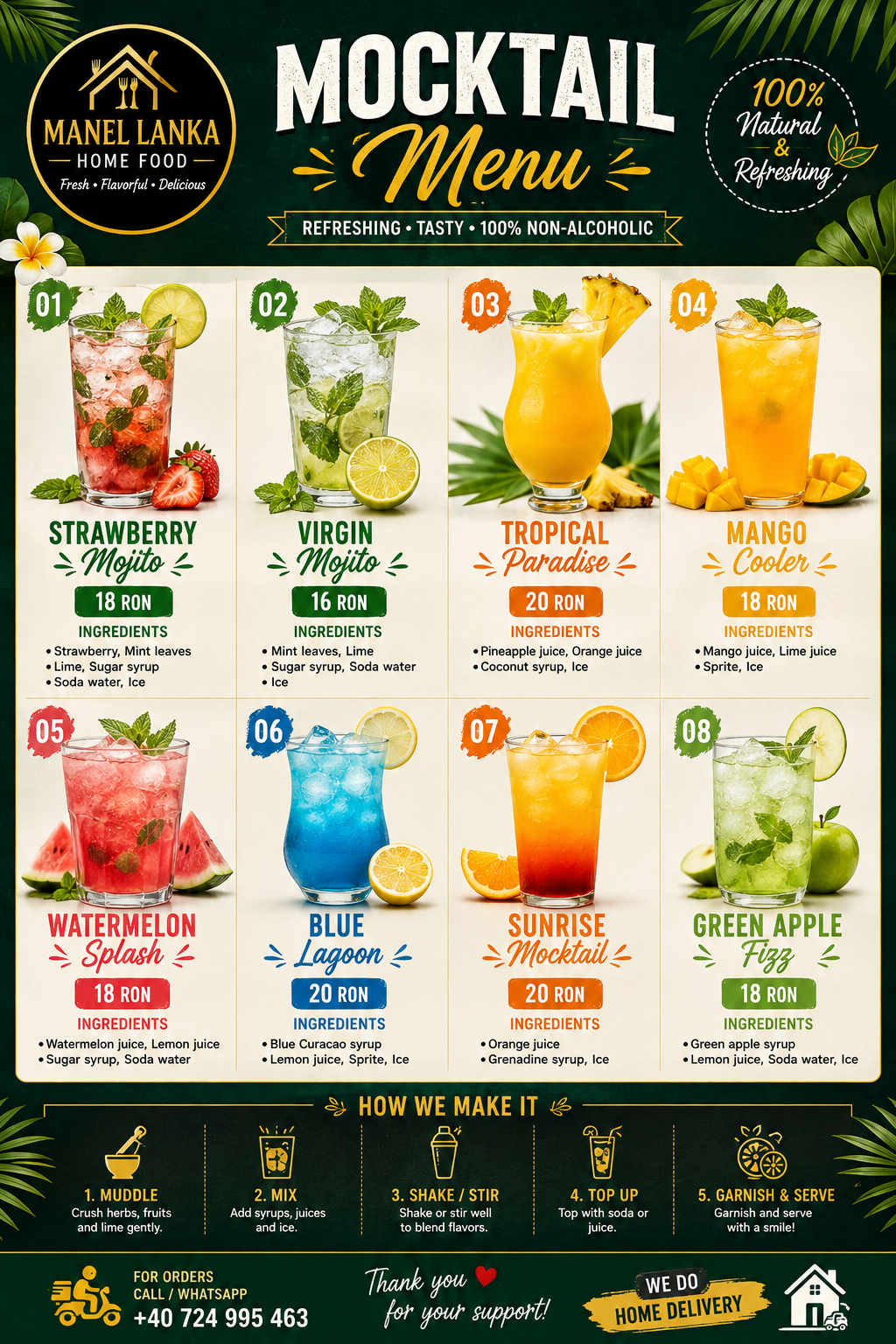 Manel Lanka mocktail menu with prices