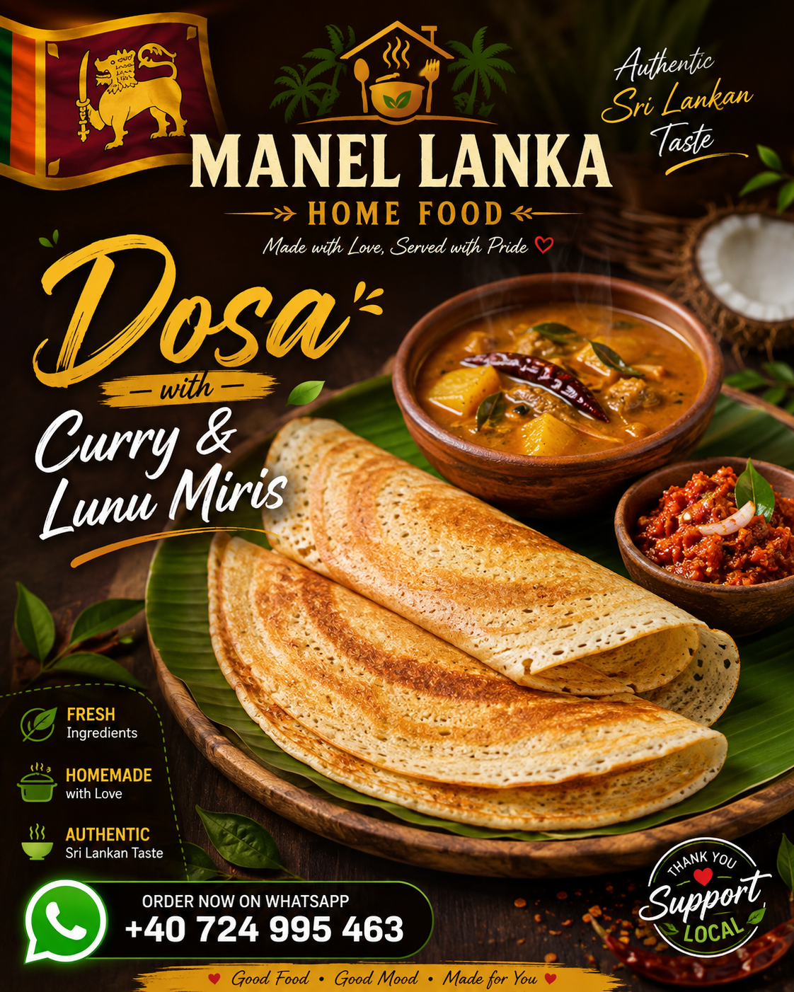 Dosa with Curry & Lunu Miris